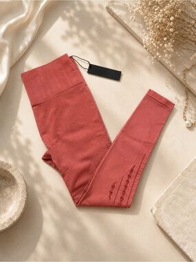 Savvi High-Waist Distressed Leggings - Burnt Orange